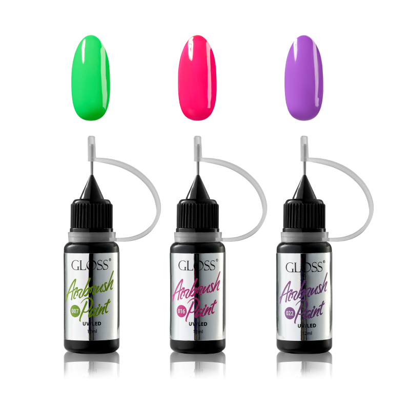 GLOSS Airbrush paint set "Bright Splash", 3 pcs